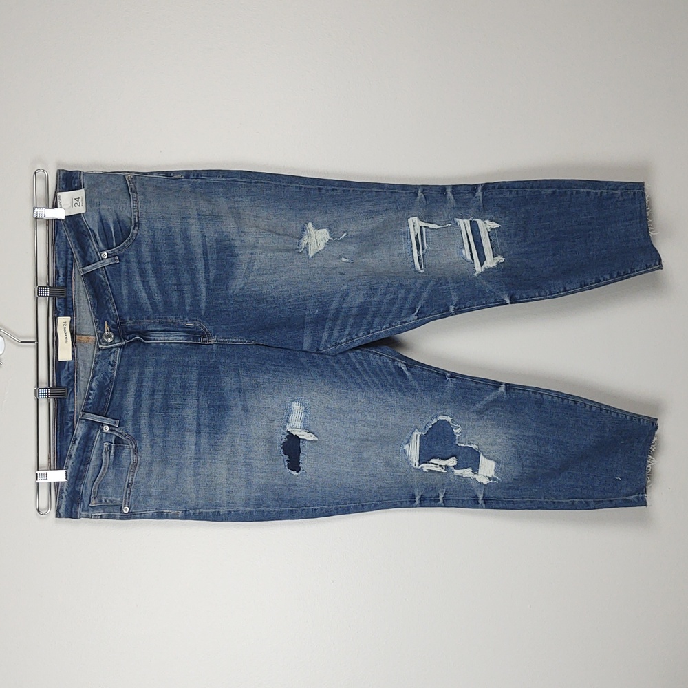 Maurices Skinny Jeans Distressed Blue Plus Size 24R NEW Casual Grunge Streetwear